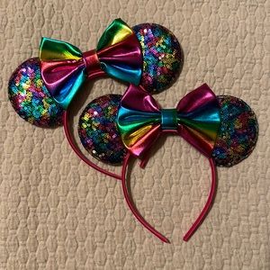 Set of Two Rainbow Minnie Ears